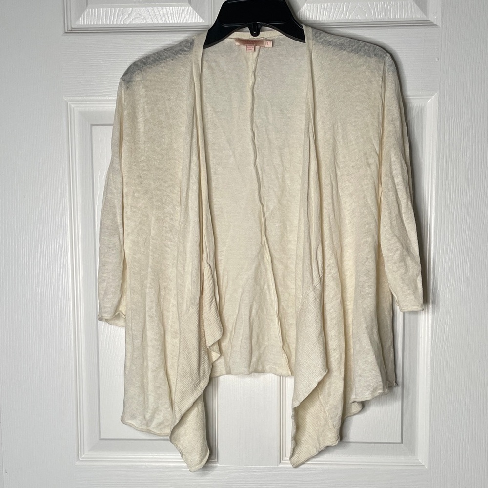 Calypso St. Barth 100% Linen Asymmetrical Open Front Cardigan